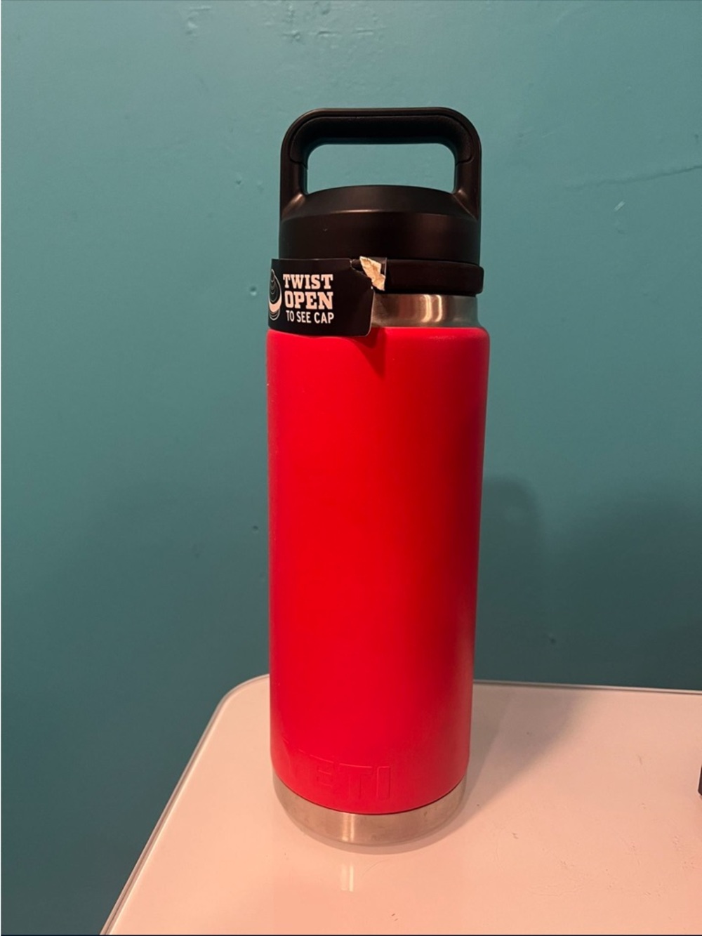 Yeti Red Stainless Steel Water Bottle with Black Lid